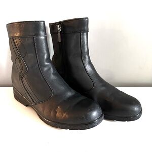 Aqua College Womens Ankle Boots Black Leather Sherpa Lined Zip Waterproof Sz 7
